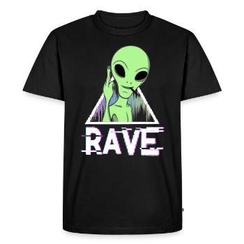 rave - Men's Premium Organic T-Shirt - black - Front - Nico (187cm)