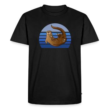 Otter Blue Retro - T-shirt Premium bio Homme - noir - Devant - Nico (187cm)