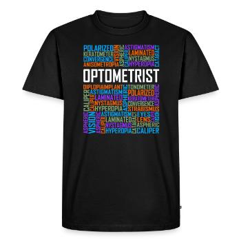Mots d'optométriste - T-shirt Premium bio Homme - noir - Devant - Nico (187cm)
