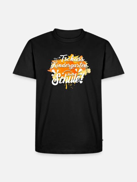 Tschüss Kindergarten hallo Grundschule Schulanfang - Männer Premium Bio T-Shirt - Schwarz