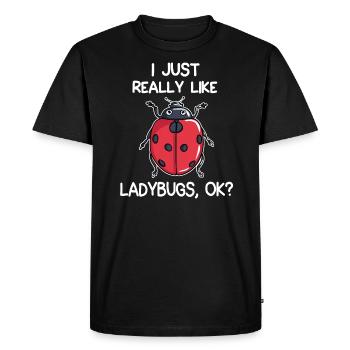 J’aime vraiment les coccinelles - T-shirt Premium bio Homme - noir - Devant - Nico (187cm)