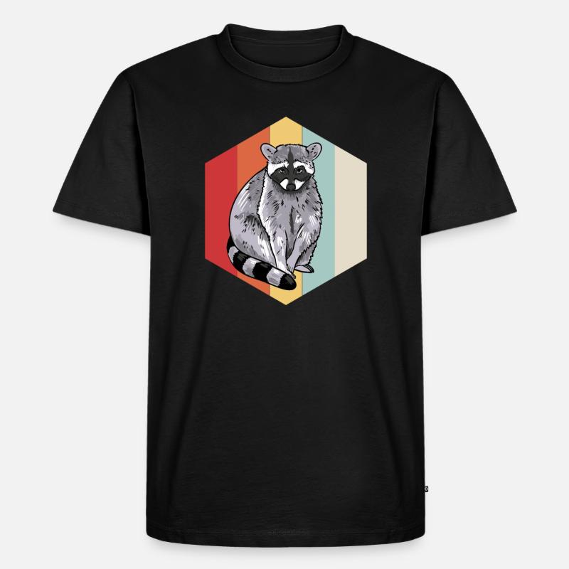 Retro Waschbär - Männer Premium Bio T-Shirt - Schwarz