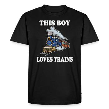 This Boy Loves Trains - Men's Premium Organic T-Shirt - black - Front - Nico (187cm)