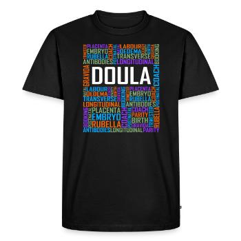 Doula Words - Men's Premium Organic T-Shirt - black - Front - Nico (187cm)