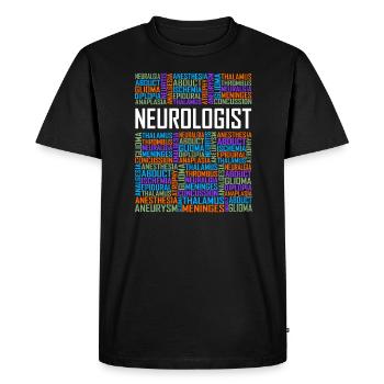 Neurologue - Mots - T-shirt Premium bio Homme - noir - Devant - Nico (187cm)