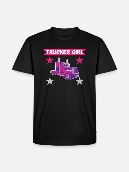 Lastbilchauffør lastbil lastbil kvinde pige lastbil pige - Herre Premium økologisk T-shirt - sort