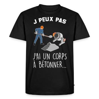 j peux pas j'ai beton - T-shirt Premium bio Homme - noir - Devant - Nico (187cm)