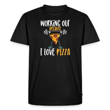 Fitness Funny Working Out Because I Love Pizza - Men's Premium Organic T-Shirt - black - Front - Nico (187cm)