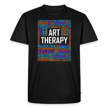 Art-thérapie - Mots - T-shirt Premium bio Homme - noir - Devant - Nico (187cm)