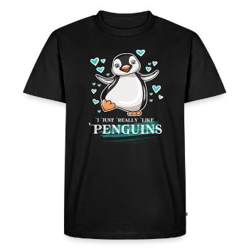 I Just Really Like Penguins - Men's Premium Organic T-Shirt - black - Front - Nico (187cm)