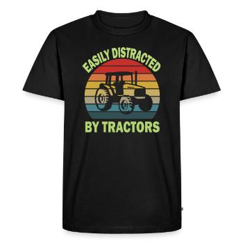 easily distracted by tractors - Men's Premium Organic T-Shirt - black - Front - Nico (187cm)