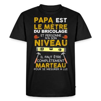 Papa Bricoleur, le mètre à son niveau, bricoler - T-shirt Premium bio Homme - noir - Devant - Nico (187cm)