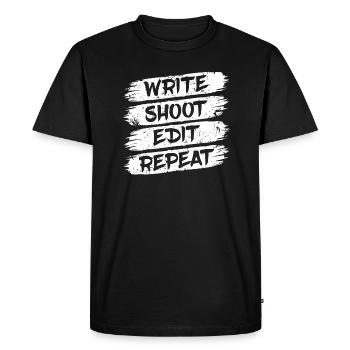 Écrire une répétition de montage de tournage pour les cinéastes - T-shirt Premium bio Homme - noir - Devant - Nico (187cm)