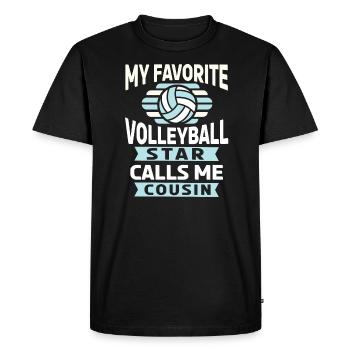 Volley-ball Volleyeurs Terrain de volley-ball - T-shirt Premium bio Homme - noir - Devant - Nico (187cm)