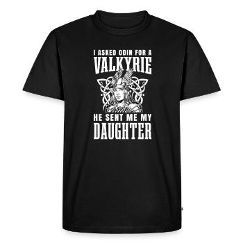 J’ai demandé à Odin une Valkyrie, le He de moi - T-shirt Premium bio Homme - noir - Devant - Nico (187cm)