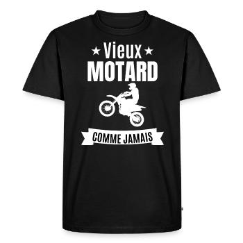 Vieux motard comme jamais - T-shirt Premium bio Homme - noir - Devant - Nico (187cm)