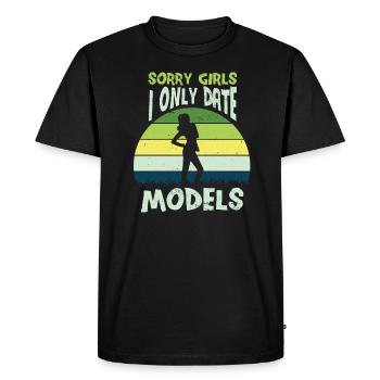 Dates du modèle uniquement Modèles Dimensions du modèle - T-shirt Premium bio Homme - noir - Devant - Nico (187cm)