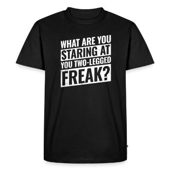 Qu’est-ce que tu regardes, toi le monstre à deux pattes ? - T-shirt Premium bio Homme - noir - Devant - Nico (187cm)