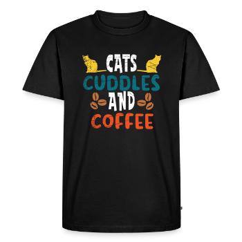 Cats Kitten Coffee Pet - Men's Premium Organic T-Shirt - black - Front - Nico (187cm)