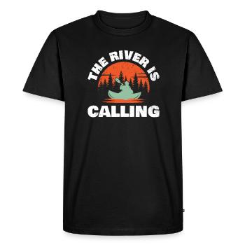 La rivière appelle des pagaies dans le gouvernail ouvert - T-shirt Premium bio Homme - noir - Devant - Nico (187cm)