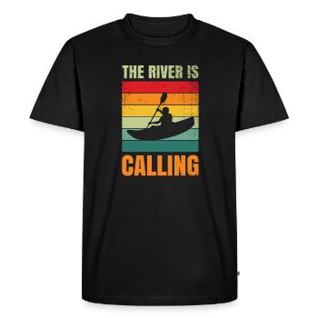 The river calls Paddle Outdoor Oar - Men's Premium Organic T-Shirt - black - Front - Nico (187cm)