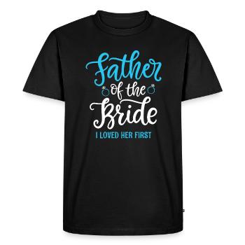 Père de la mariée, je l’ai aimée en premier - T-shirt Premium bio Homme - noir - Devant - Nico (187cm)