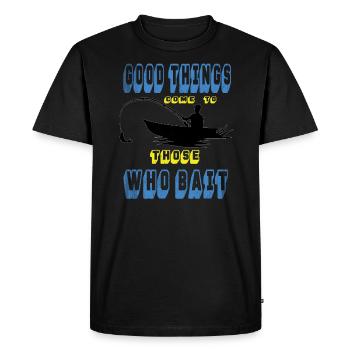Pêcheur Pêcheur Pêche Canne à pêche Pêche Pêcheur - T-shirt Premium bio Homme - noir - Devant - Nico (187cm)