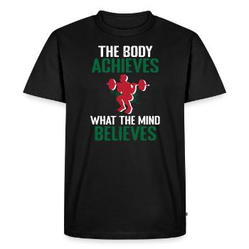 Musculation Force Strong Fitness Power Triathlon - T-shirt Premium bio Homme - noir - Devant - Nico (187cm)