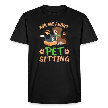 Ask me about pet care for everyone - Men's Premium Organic T-Shirt - black - Front - Nico (187cm)