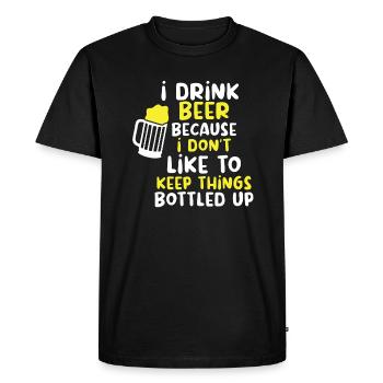 Bière Buveur de bière Bouteille de bière en canette de bière - T-shirt Premium bio Homme - noir - Devant - Nico (187cm)