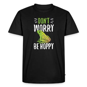 Don't Worry Be Hoppy for Frog Lovers - Men's Premium Organic T-Shirt - black - Front - Nico (187cm)