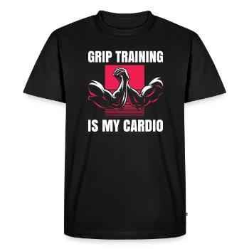 Grip training is my cardio - Men's Premium Organic T-Shirt - black - Front - Nico (187cm)