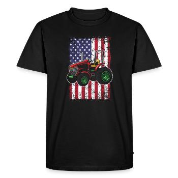 American Flag Local Farmers Design - Men's Premium Organic T-Shirt - black - Front - Nico (187cm)