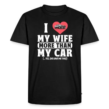 J’aime ma femme plus que ma voiture - T-shirt Premium bio Homme - noir - Devant - Nico (187cm)