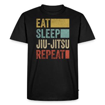 Manger Sommeil Jiu-Jitsu Répéter Jiu Brésilien Drôle - T-shirt Premium bio Homme - noir - Devant - Nico (187cm)