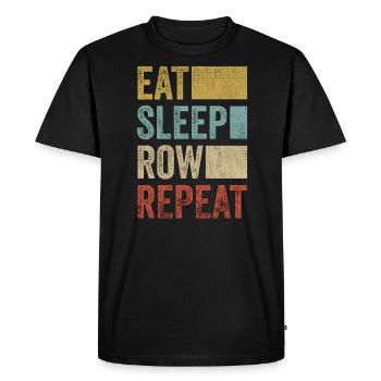Eat Sleep Row Équipe d’aviron répétée - T-shirt Premium bio Homme - noir - Devant - Nico (187cm)