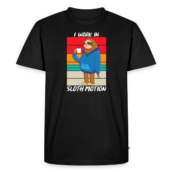 I Work In Sloth Motion Sarcasm - Men's Premium Organic T-Shirt - black - Front - Nico (187cm)