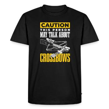 Attention Cette personne peut avoir des arbalètes pour - T-shirt Premium bio Homme - noir - Devant - Nico (187cm)