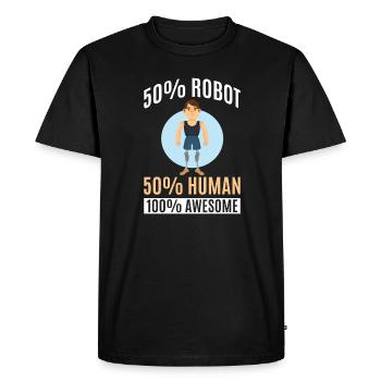 50 % robot 50 % humain 100 % ingénieux - T-shirt Premium bio Homme - noir - Devant - Nico (187cm)