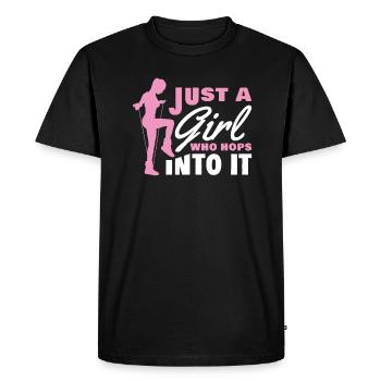 Juste une fille qui aime le houblon dedans pour tous - T-shirt Premium bio Homme - noir - Devant - Nico (187cm)