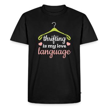 Thrifting est mon langage d’amour pour tout le monde - T-shirt Premium bio Homme - noir - Devant - Nico (187cm)