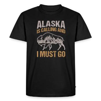 L’Alaska m’appelle et je dois aller chercher tous les fans de bisons - T-shirt Premium bio Homme - noir - Devant - Nico (187cm)