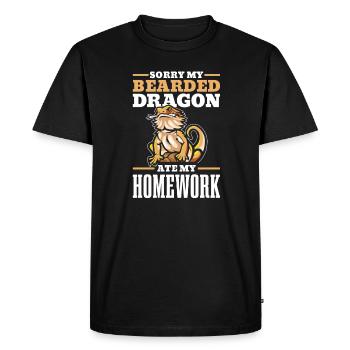 Désolé, mon dragon barbu a mes devoirs - T-shirt Premium bio Homme - noir - Devant - Nico (187cm)