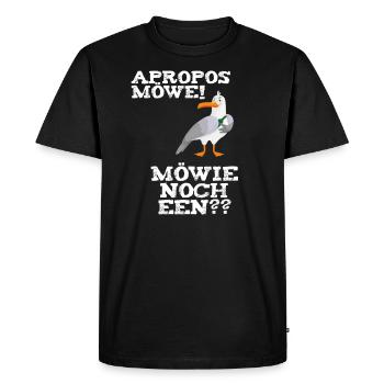 Apropos Möwe Möwie noch een? plattdeutscher Spruch - Männer Premium Bio T-Shirt - Schwarz - Vorne - Nico (187cm)