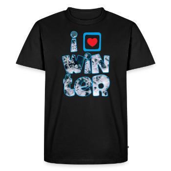 Winter mots with snowflakes for fans of winter - Men's Premium Organic T-Shirt - black - Front - Nico (187cm)