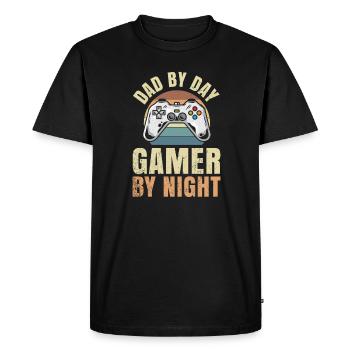 Father by day Gamer by night - Men's Premium Organic T-Shirt - black - Front - Nico (187cm)