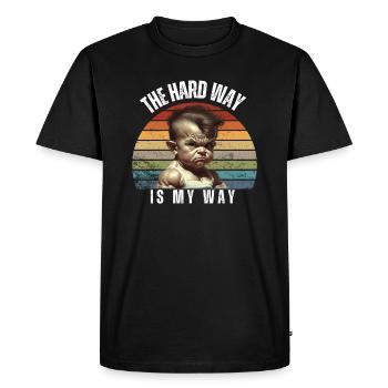 The hard way is my way Justin02 - Men's Premium Organic T-Shirt - black - Front - Nico (187cm)