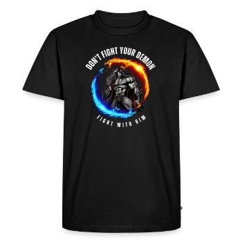Don't fight your demon fight with him - Men's Premium Organic T-Shirt - black - Front - Nico (187cm)
