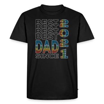 Meilleur papa du monde depuis 2021 Fête des pères Anniversaire - T-shirt Premium bio Homme - noir - Devant - Nico (187cm)