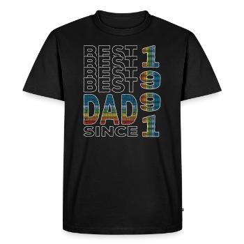 Meilleur papa du monde depuis 1991 Fête des Pères - T-shirt Premium bio Homme - noir - Devant - Nico (187cm)